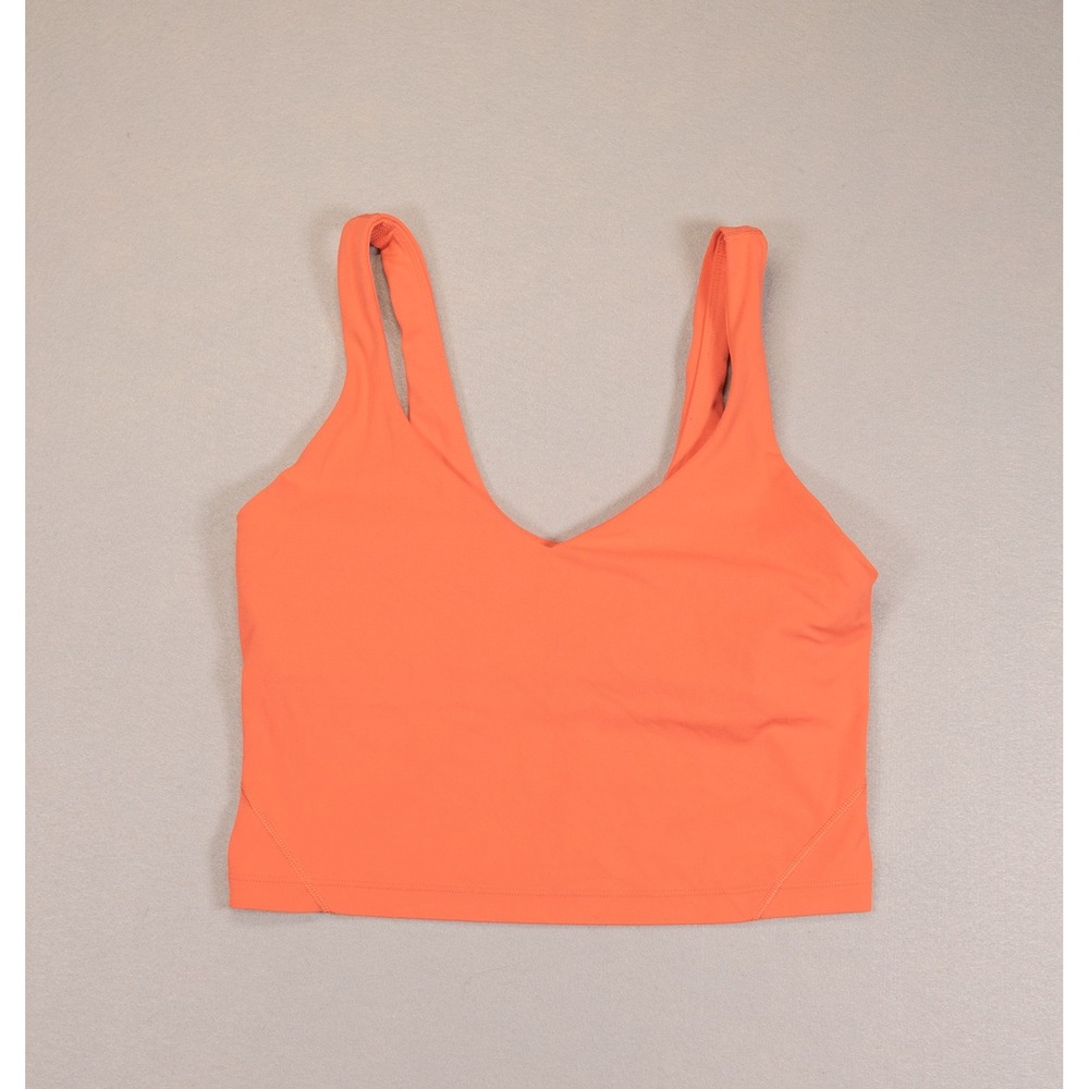 Lululemon Women Align Crop  Top Coral Pink Size 6 Built In Bra Yoga Activewear